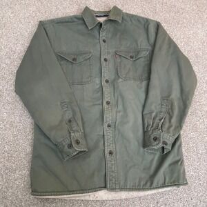 Levi's Sherpa Lined Canvas Shirt‎ Jacket Green Button Up Men's Size M